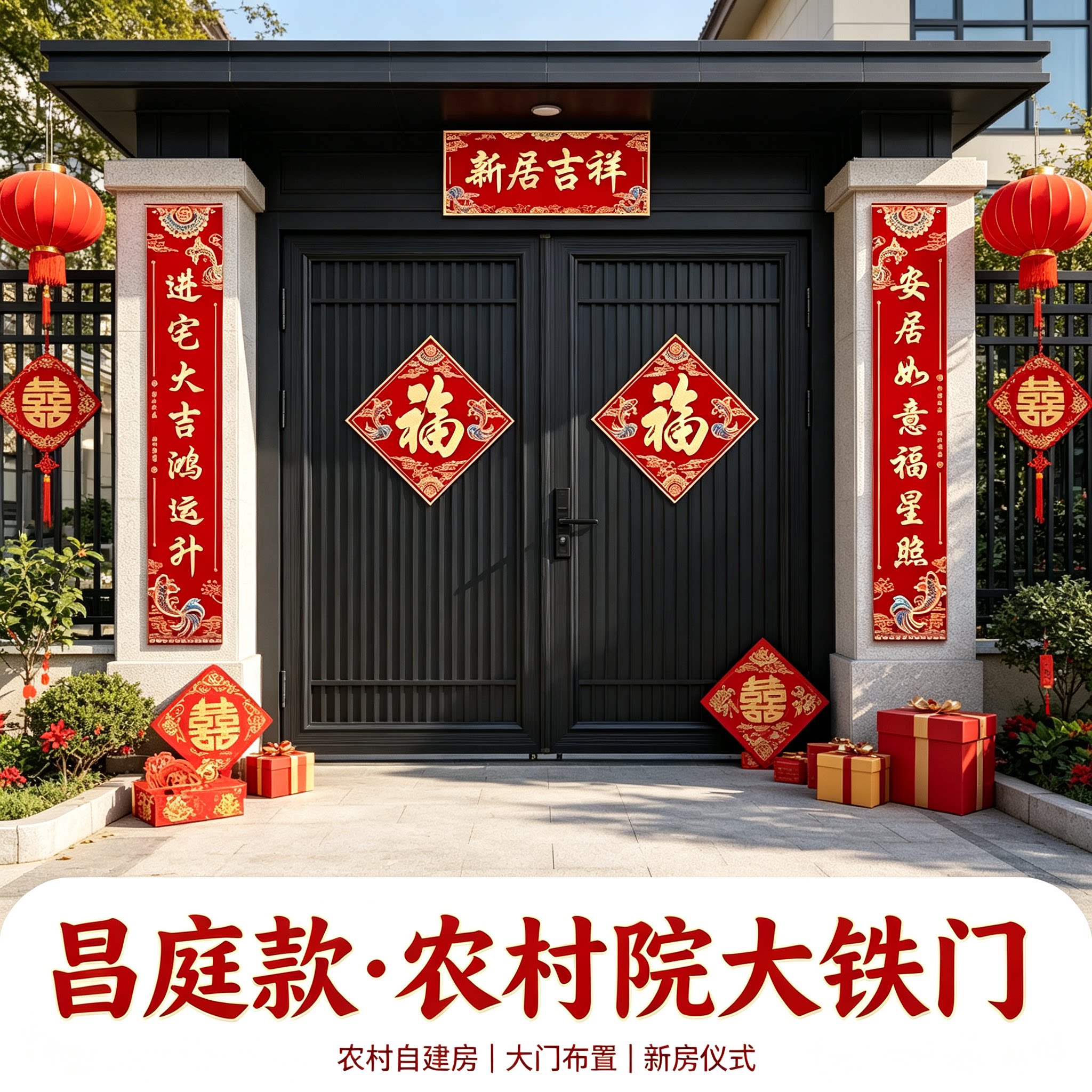 暖居如意农村自建房别墅大门对联大尺寸全套新房仪式装饰布置用品