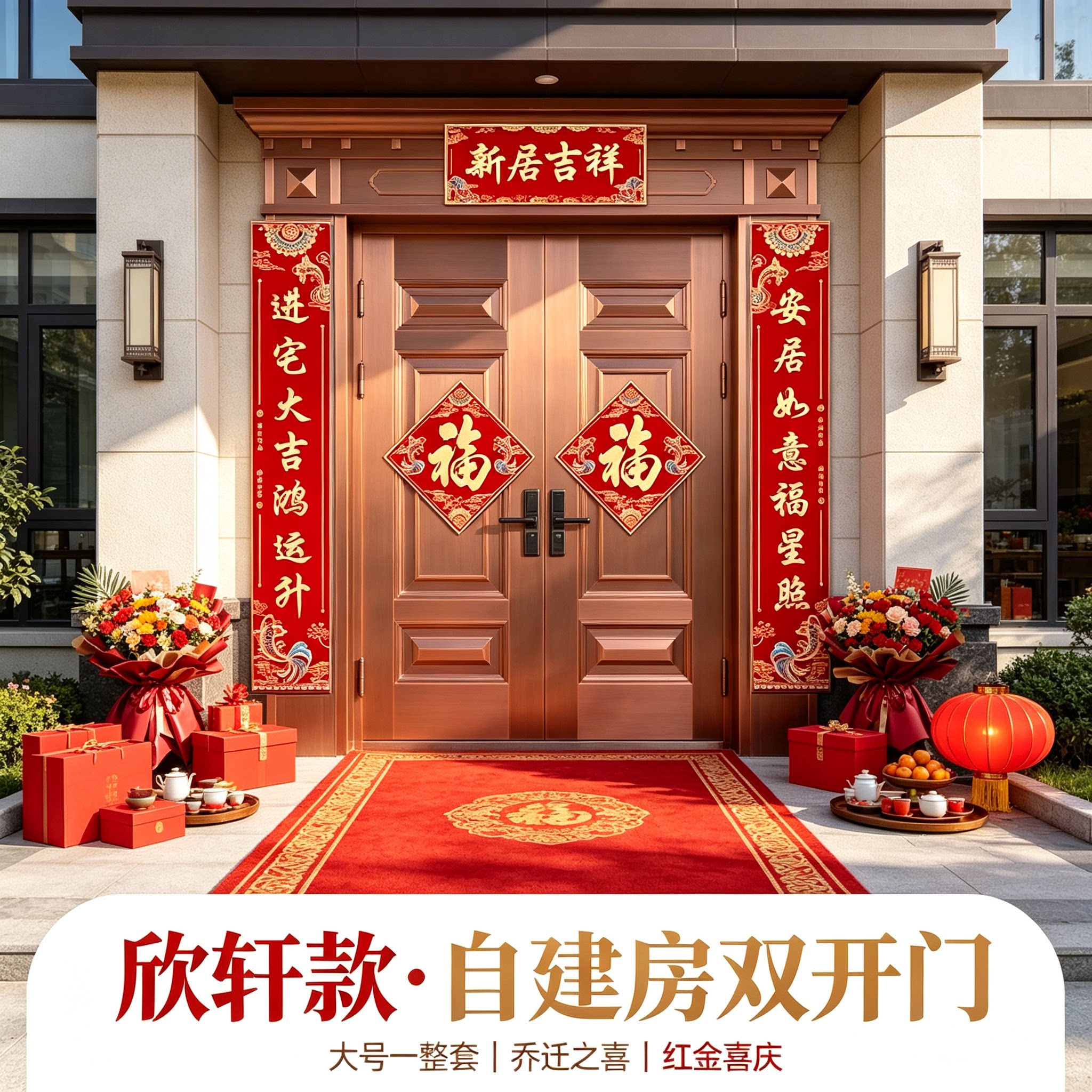 新房子乔迁之喜农村大门对联大号一整套新居搬家入宅装饰布置用品