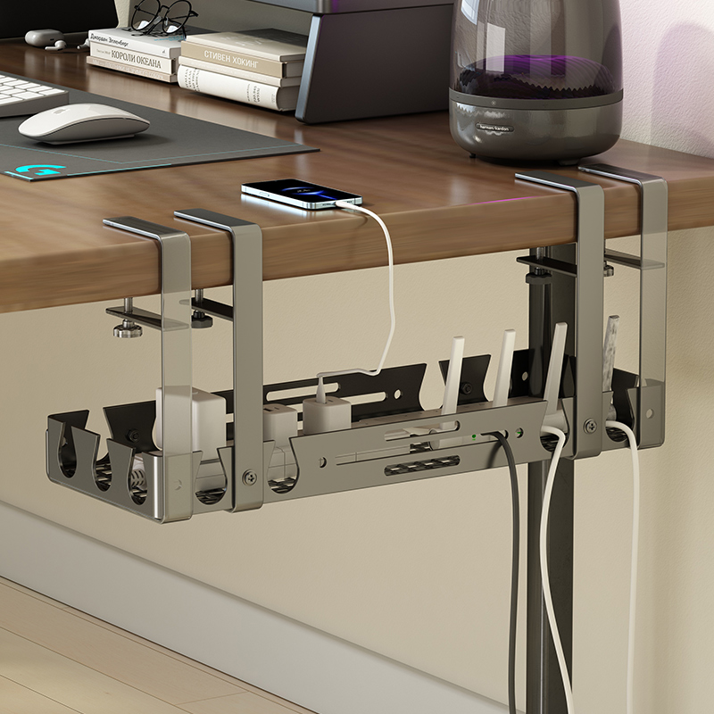 桌下理线电源线理线器槽盒免打孔桌面数据线电线插座收纳走线神器