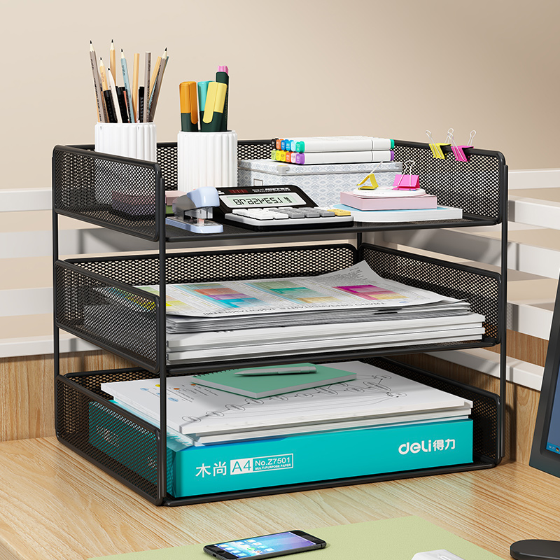 办公桌置物架文件收纳架文件架收纳盒办公用品大全桌面书架多层文件框文件夹a4纸资料档案整理架铁金属书立架