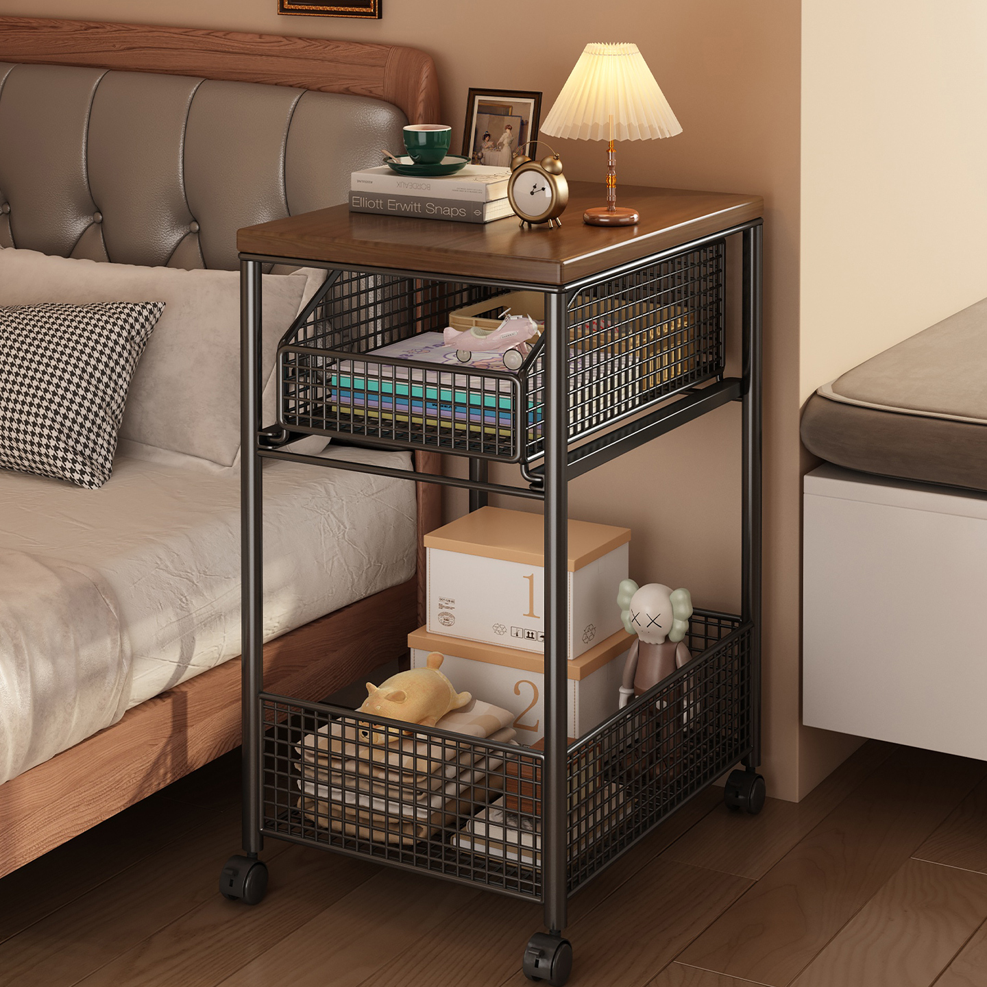 可移动床头柜家用卧室简约现代小型迷你收纳柜沙发边几茶几置物架