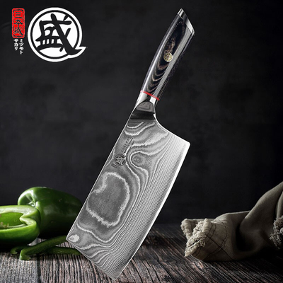 大马士革刀具三本盛手工锻打日式