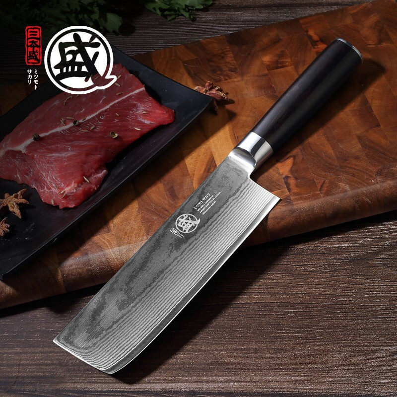 三本盛日本VG10大马士革钢小菜刀女士专用日式厨房家用切片厨刀具