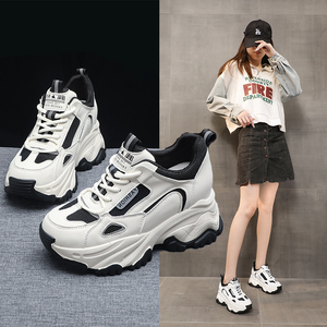 内增高女运动鞋厚底老爹鞋女8cm增高女鞋春秋百搭小个子女鞋ins潮