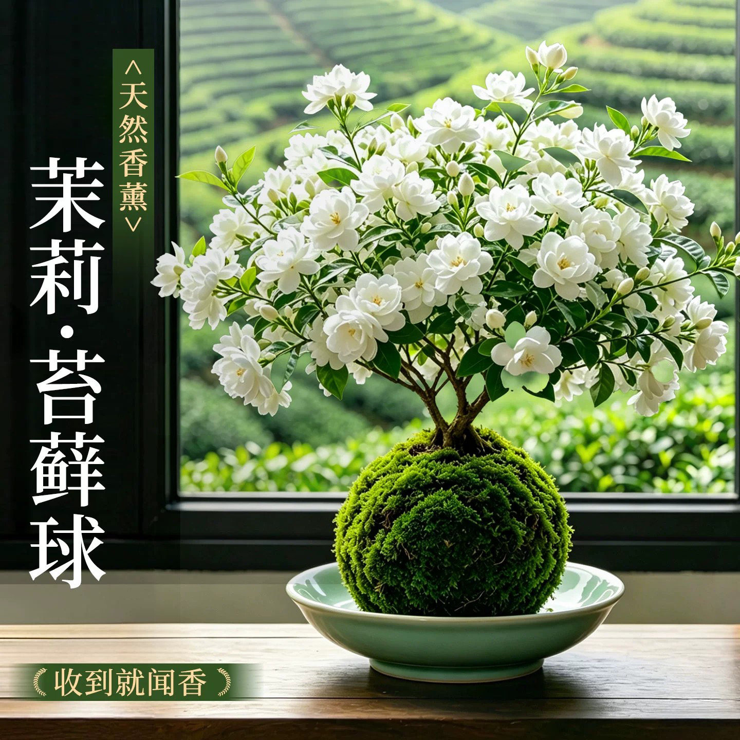 茉莉花盆栽横州虎头带花苞茉莉花苔藓球重瓣桌面绿植室内好养植物