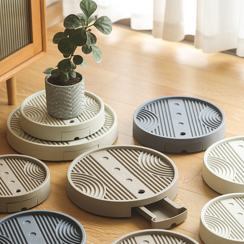 透气静音可储水移动花盆托盘带轮