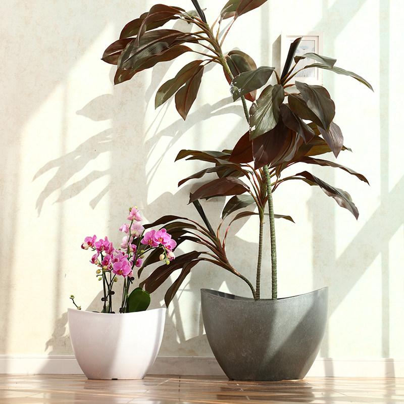 北欧简约创意乡村风花盆阳台室内外加厚树脂造型塑料花盆绿植套盆