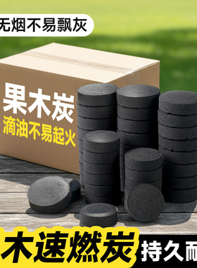 烧烤碳速燃炭果木炭家用无烟碳室内围炉煮茶碳引火助燃碳块机制炭