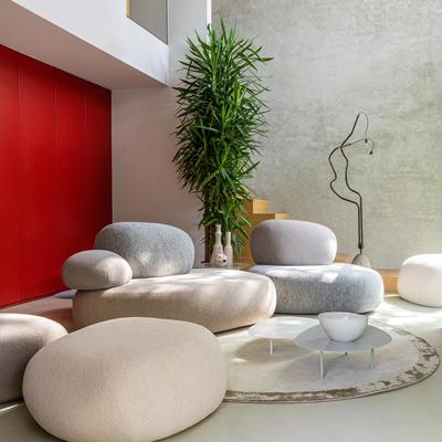 别墅大平层创意鹅卵石布艺沙发