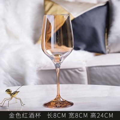 轻奢金色玻璃红酒杯香槟杯家用酒店会所宴会餐桌高脚杯子葡萄酒杯