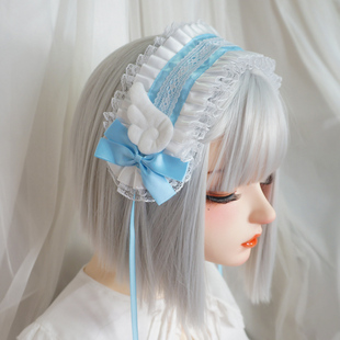浅蓝色水色发带天使翅膀发饰原宿亚文化可爱手作lolita头饰