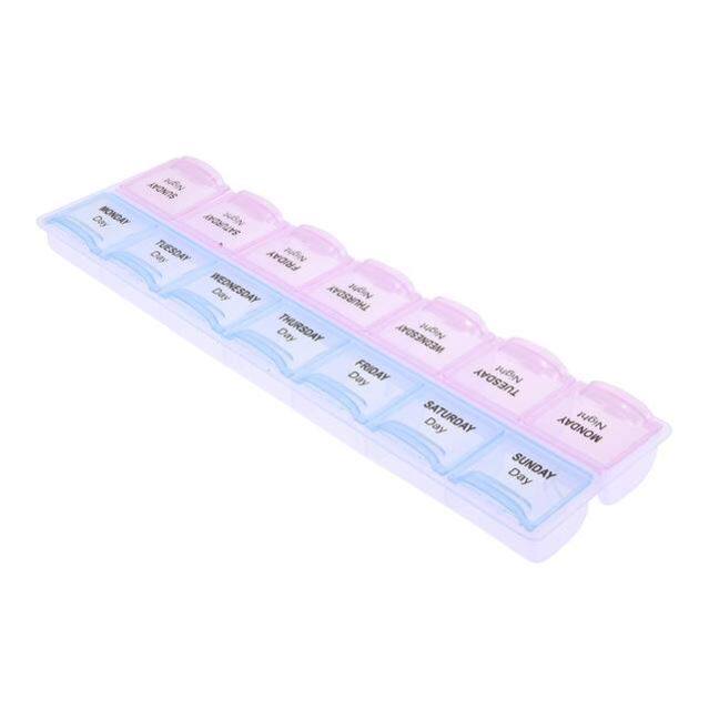 14 Grids Weekly Pill Case 7 Days Medicine Box Tablet Dispens