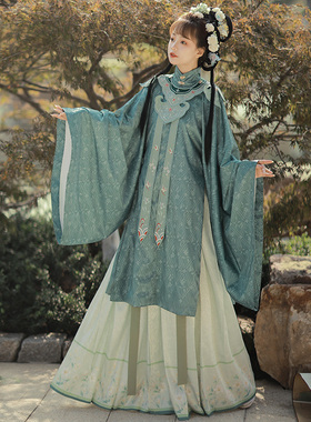 醉婉亭汉服女原创明制【晚秋】立领长衫云肩秋冬季日常马面裙套装