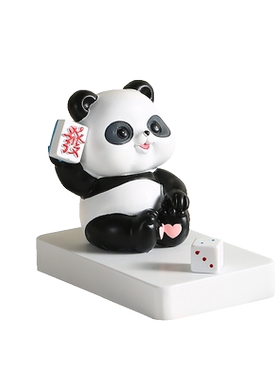 熊猫手机支架会议礼物可印logo办公室桌面四川文创装饰品摆件可爱