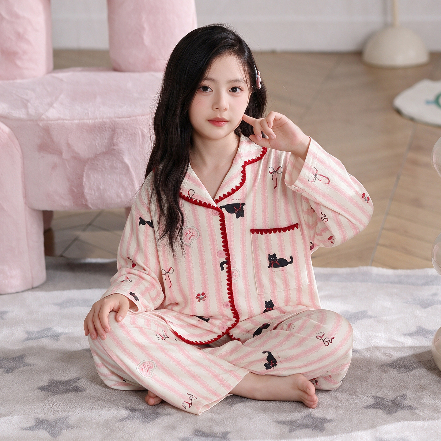 女童睡衣纯棉公主风洋气