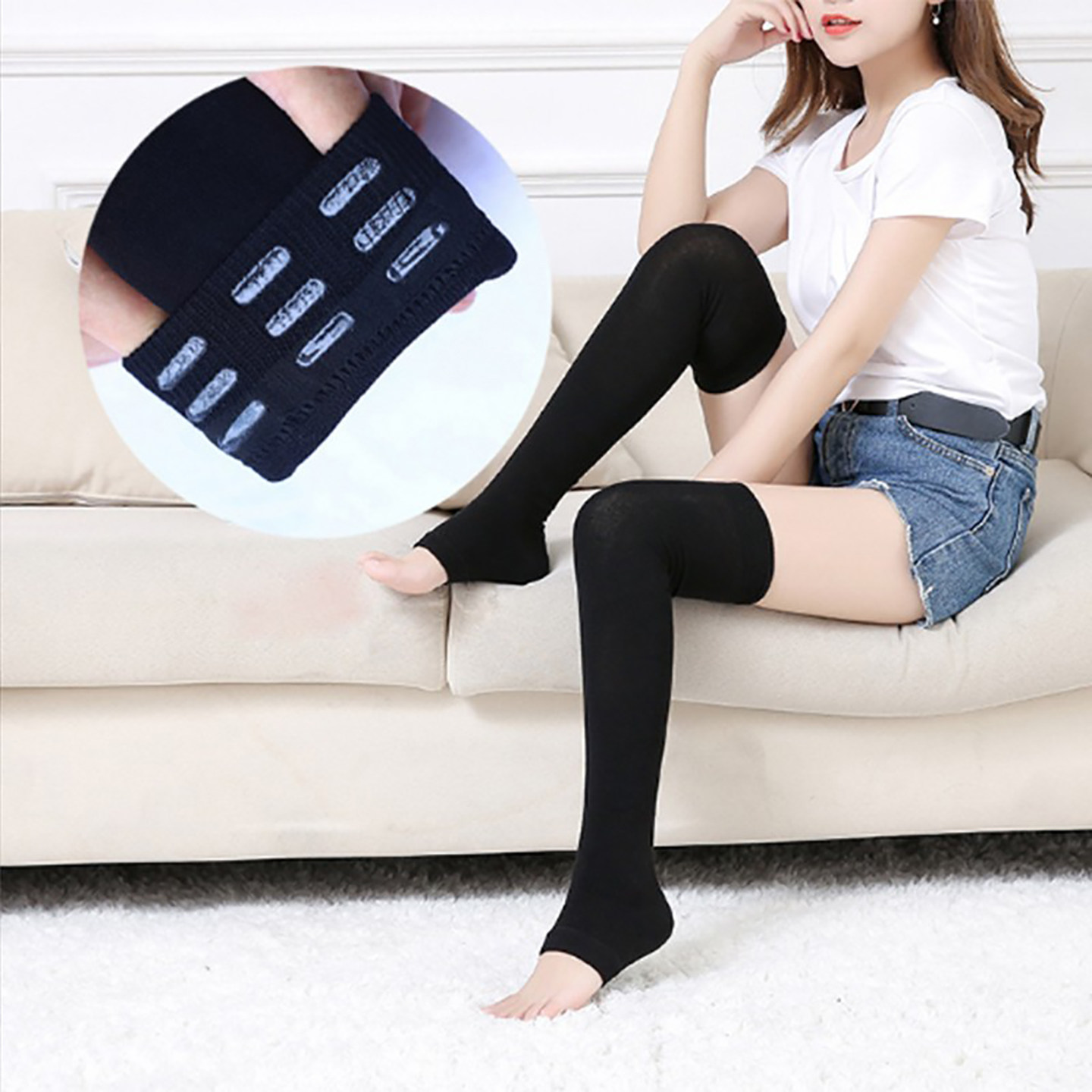 踩脚长筒护腿护膝护踝袜套女过膝防滑压力显瘦小腿堆堆大腿棉袜子,女士内衣/男士内衣/家居服,长筒袜,淘宝优惠券,粉丝福利购,淘宝优惠卷