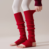 红色瑜伽袜套秋冬保暖护腿套冬季 新年必buy 针织辣妹百搭脚套