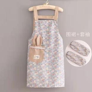 透气 围裙女高颜值网红女士家用棉透气防水防油洋气背带厨房薄款