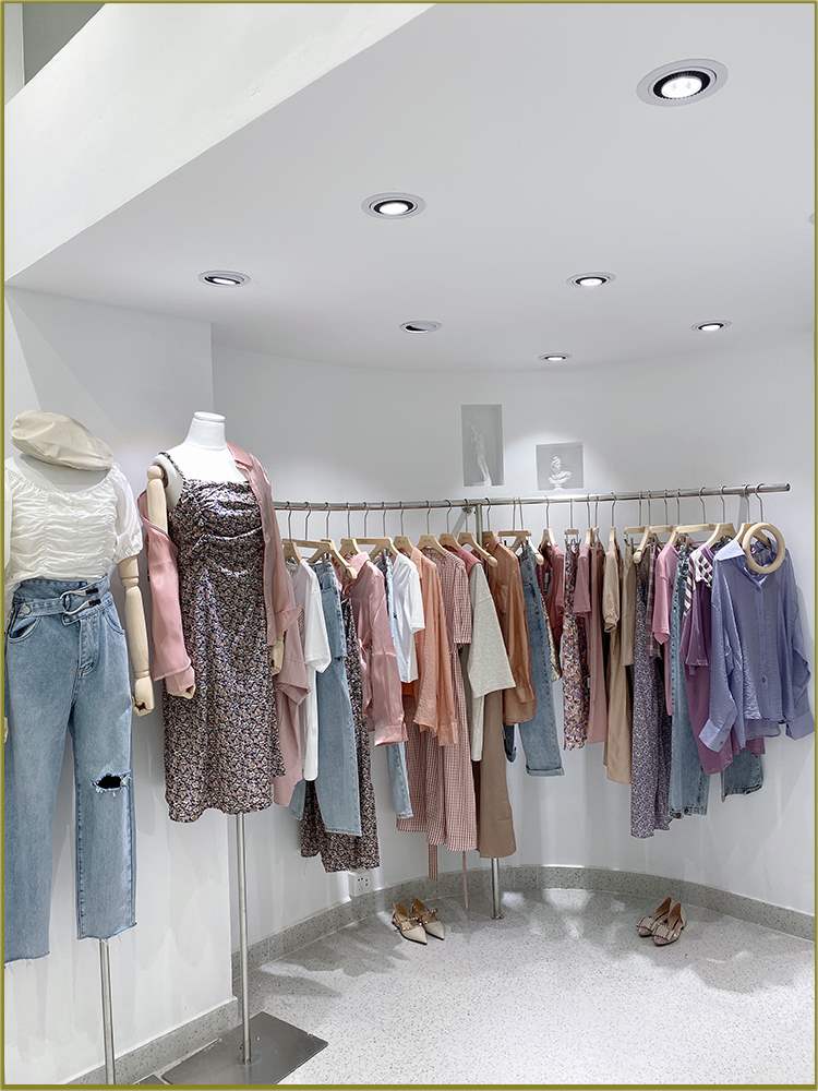 韩式新款服装店展示架上墙挂衣架不锈钢女装货架拉丝
