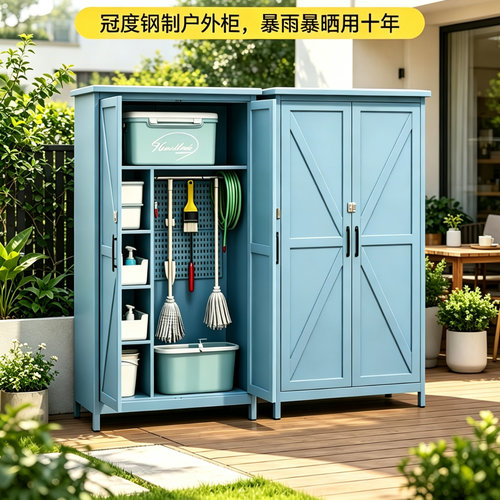 加厚铁皮户外带锁防水防潮储物柜