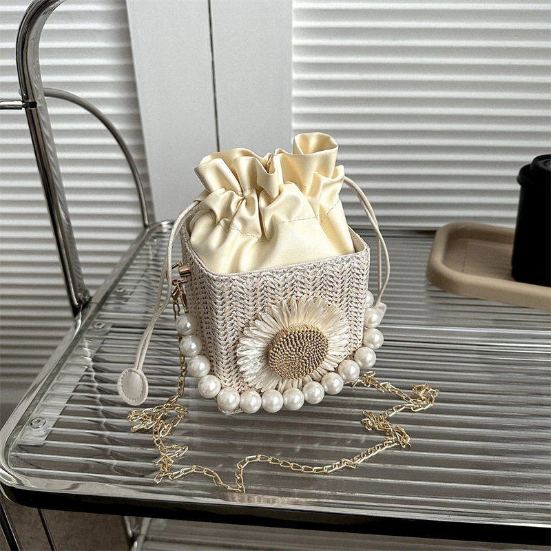 网红草编珍珠链条单肩斜挎包流行小包手提包女2023新款沙滩水桶包,箱包皮具/热销女包/男包,腋下包,淘宝优惠券,粉丝福利购,淘宝优惠卷