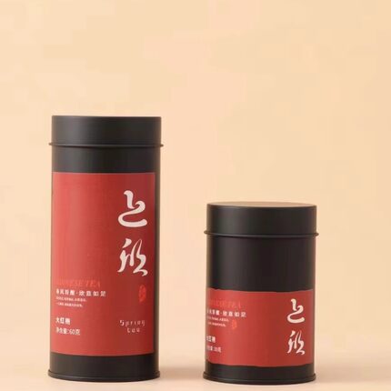 台湾子母盖纯色消光哑黑哑白色茶叶罐马口铁花茶圆罐普洱铁盒铁罐