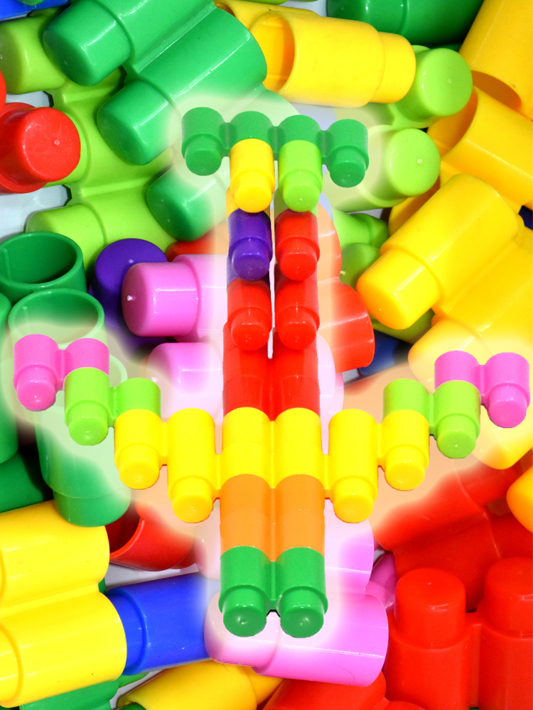 儿童加大子弹头塑料积木拼插拼装幼儿园宝宝益智百变创意玩具论斤