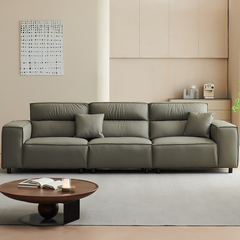 豆腐块真皮沙发意式极简