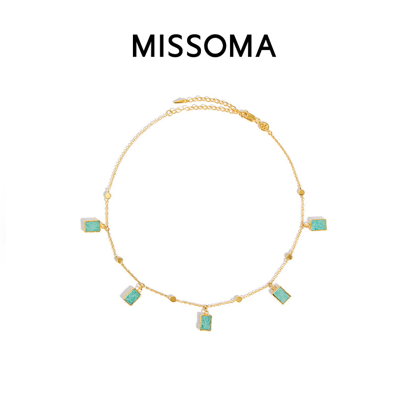 Missoma天河石吊坠金色锁骨链 轻奢小众复古镀18k金宝石吊坠项链