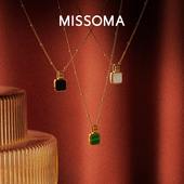 陈妍希同款 狙击蝴蝶 Missoma方形孔雀石吊坠项链轻奢锁骨链女