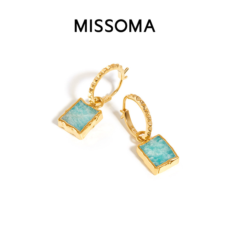 missoma天河石迷你吊坠镀金耳环