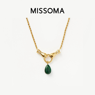 Missoma手拉手吊坠项链轻奢小众高级感孔雀石锁骨链送女友礼物