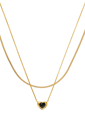 【组合】Missoma方形蛇骨链爱心果冻黑玛瑙项链女士轻奢小众礼物