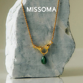 Missoma手拉手吊坠项链轻奢小众高级感孔雀石锁骨链情人节礼物