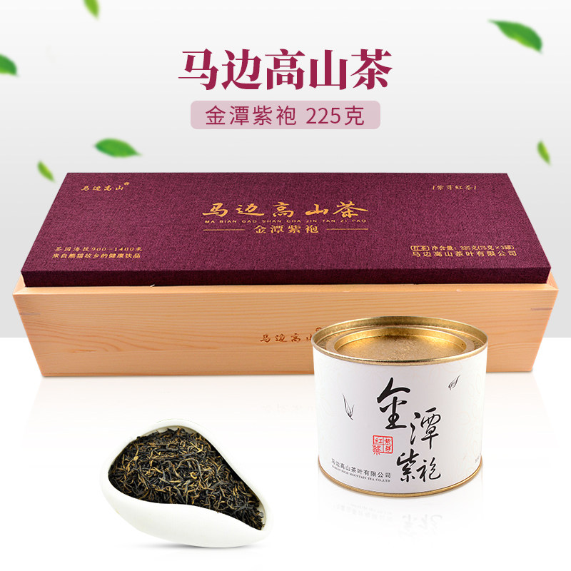 四川马边高山茶老川茶特级紫芽红茶罐装金潭紫袍红茶礼盒