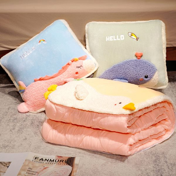 冬季折叠抱枕被子二合一两用加厚车上靠枕宿舍空调毯女生可爱午睡