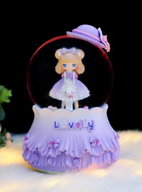 梦幻ins风洛丽塔少女公主水晶球旋转飘雪八音盒摆件精美礼品