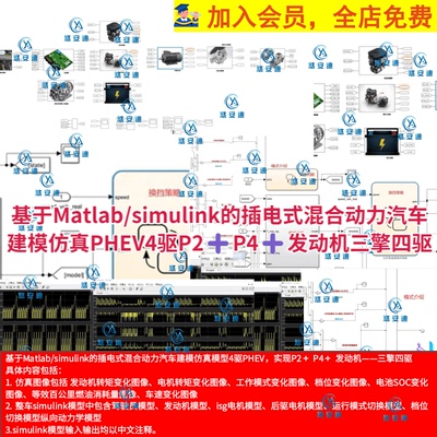基于Matlab/simulink插电混合动力建模仿真PHEV 4驱 P2 P4发动机