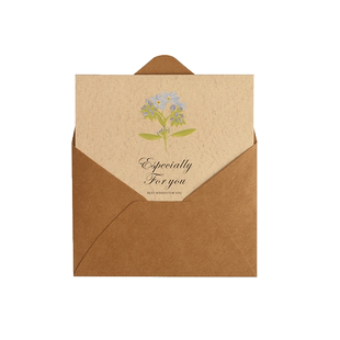 艾黎花语叶语信封贺卡套装高级感空白明信片对折卡生日寄语七夕男女友创意简约高档手写祝福教师节中秋节感恩