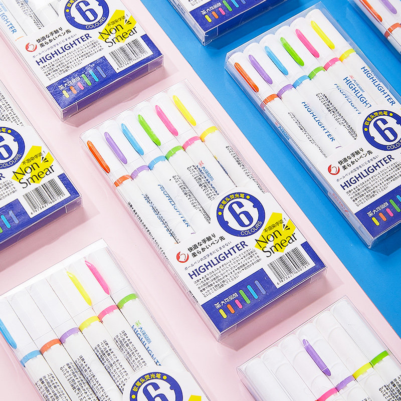 荧光笔荧光标记笔学生用记号笔彩色划重点手帐笔小学生专用初中生高颜值ins风莹光笔做笔记文具