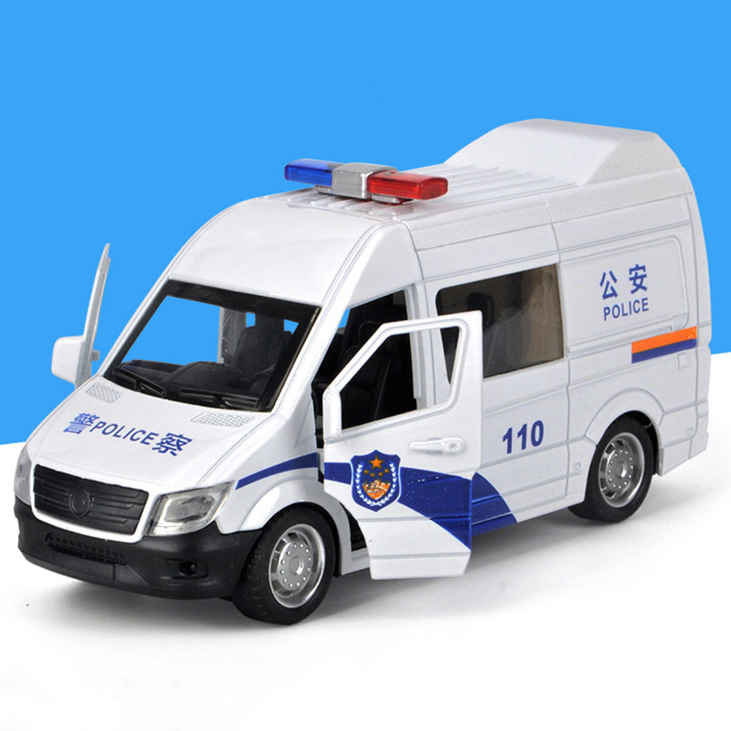 110警车模型特警声光合金车仿真回力车耐摔抗震男孩玩具生日礼物
