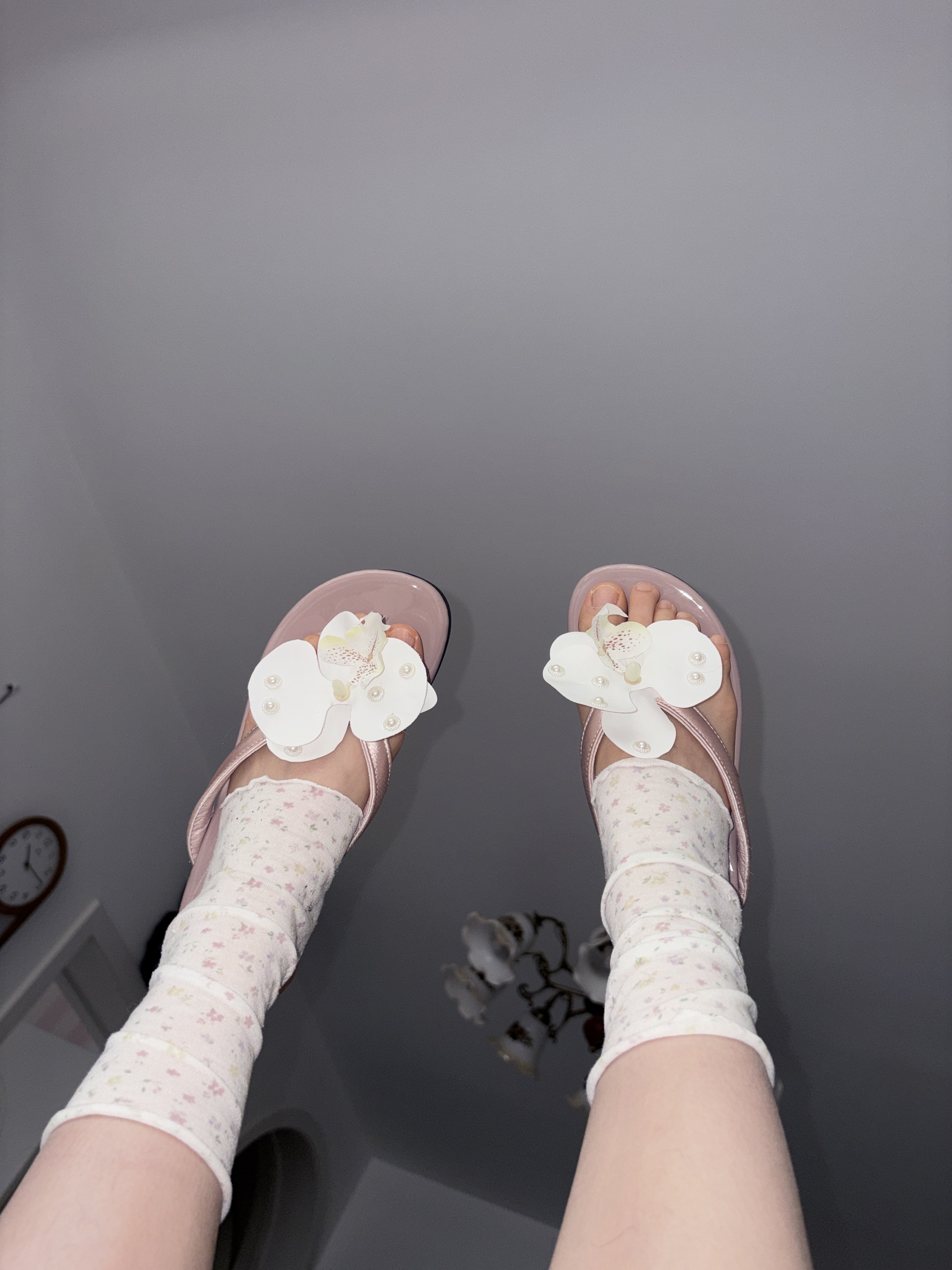黑樱酱 原创复古小众日韩少女心花朵人字拖外穿凉拖鞋坡跟凉鞋
