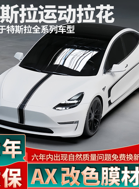 适用于特斯拉Model 3黑色拉花引擎盖车贴Model Y S X个性装饰贴纸