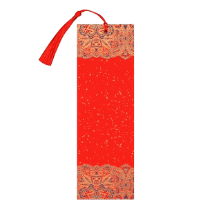 书签 古典中国风 红色 万年红 蜡染洒金 半生熟 高档精致 定制 古风空白 宫廷 流苏 加厚宣纸卡纸 2026年马年