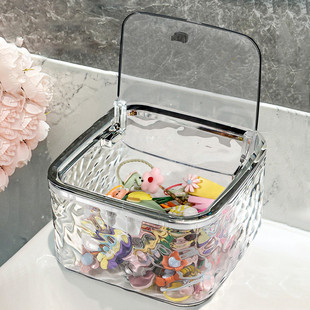 儿童女孩桌面发饰收纳盒透明亚克力发夹发圈皮筋专用整理盒