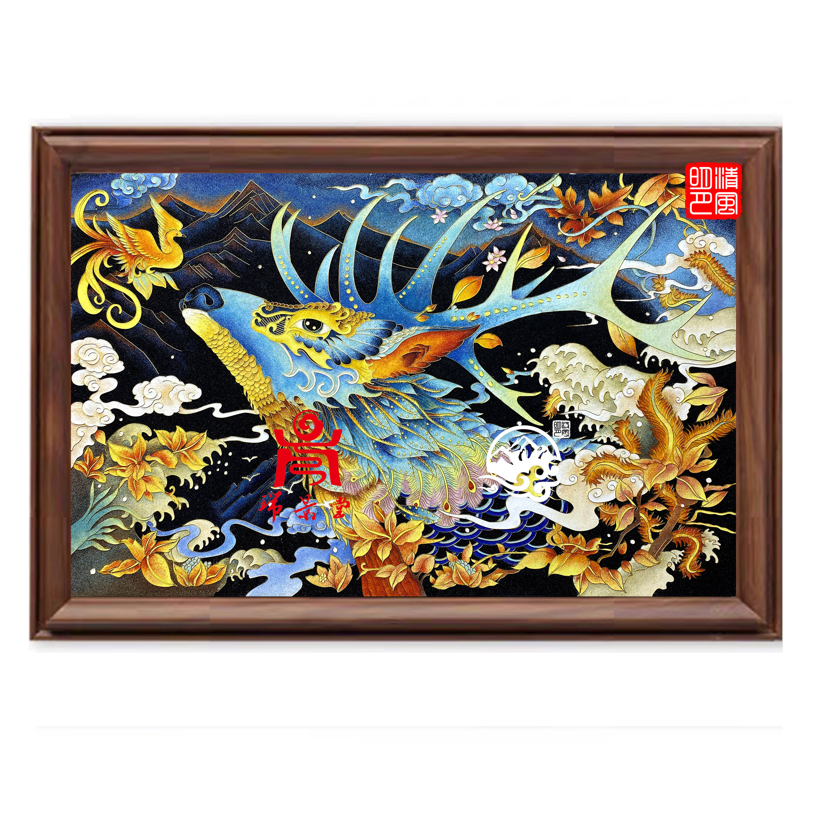 瑞景堂宇姐联名四季鹿山海同川釉料掐丝珐琅画diy非遗手工材料包