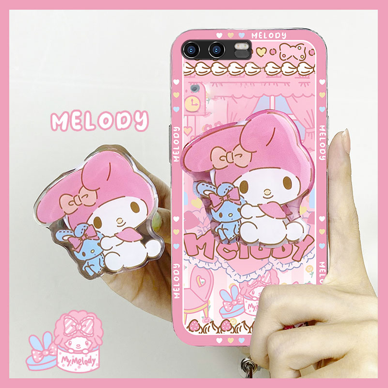 可爱卡通美乐蒂粉色圆环适用华为p30pro手机壳p30硅胶p20软壳带支架