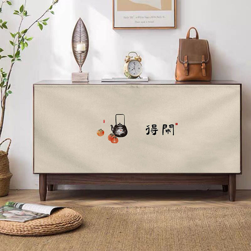 新中式茶室柜子遮挡帘