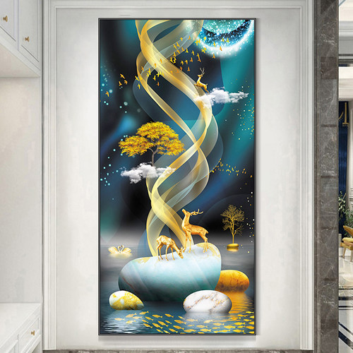 麋鹿钻石画2026新款满钻玄关