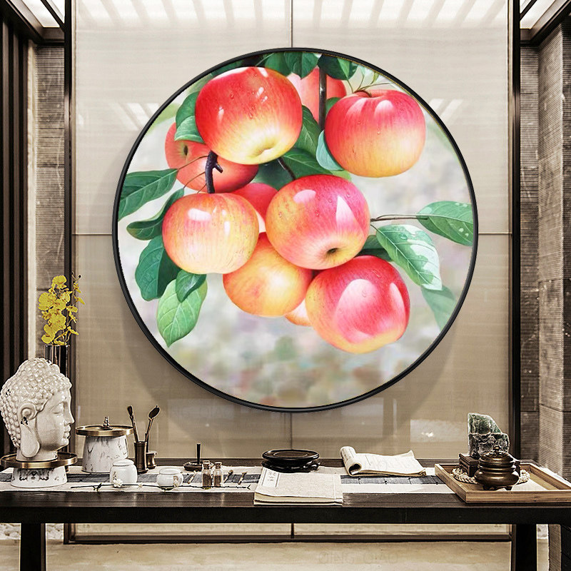 5d钻石画满钻2026新款客厅平安喜乐苹果钻石绣十字绣圆形卧室餐厅